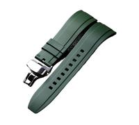 KCHSRKHXC Cingcio di chiusura a farfalla in gomma impermeabile 20 22 mm Bracciale silicone di silicone a rilascio nero verde nero da uomo, braccialetto