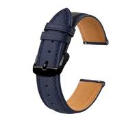 KCHSRKHXC Cintura di orologi in pelle texture per uomini donne 18mm 20mm 22 mm braccialetti di orologi in sostituzione rapida fibbia nera (blu-nero, 20mm)