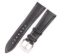 KCHSRKHXC Cinturino di ricambio da uomo, 18/19/20/21/22/24 mm, delicato sulla pelle, in morbida pelle bovina cerata, per orologi meccanici (nero, 22 mm), 24mm, Standard, Standard