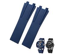 KCHSRKHXC Cinturino per orologio da 26 mm in gomma con fibbia pieghevole in acciaio adatto per cinturino sportivo impermeabile blu nero marrone accessori (colore: fibbia blu dorata, dimensioni: fibbia