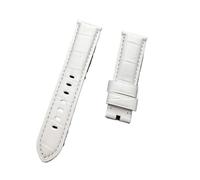 KCHSRKHXC Cinturino per orologio da polso in pelle di bambù di vitello, 22 mm, 24 mm, 26 mm, nero, marrone, blu, verde, grigio, bianco, compatibile con cinturino con fibbia (cinturino bianco, 22 mm