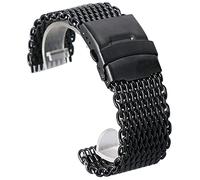 KCHSRKHXC Cinturino per orologio da uomo in acciaio inox nero, con chiusura pieghevole e chiusura di sicurezza, da donna, da 18 mm, 20 mm, 22 mm, 24 mm, 24mm, Standard, Standard