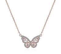 KCHSRKHXC Collana con Farfalla in zircone per Donna, Regalo di Gioielli con Catena clavicola per Compleanno