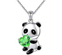 KCHSRKHXC Collana con panda Collana con zirconi a forma di cuore Simpatico animaletto con ciondolo portafortuna Gioielli con ciondoli per regali da donna Pratici