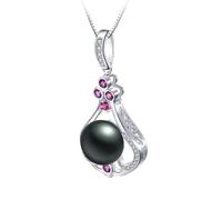 KCHSRKHXC Collana con Pendente di Perle d'Acqua Dolce Naturali al 100% Rosa Brillante con zirconi cubici, Regalo di Alta gioielleria per Le Donne Made in China