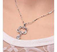 KCHSRKHXC Collana da donna Collana concentrica a doppio cuore Collana elegante con ciondolo retrò, argento piacevole