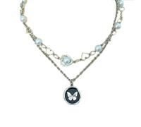 KCHSRKHXC collana perle eleganti perline eleganti e delicate fiore a farfalla a ciondolo con gioielli con fascino cardiaco
