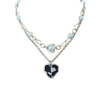 KCHSRKHXC collana perle eleganti perline eleganti e delicate fiore a farfalla a ciondolo con gioielli con fascino cardiaco