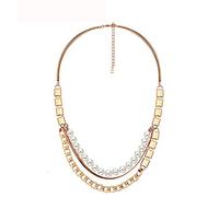 KCHSRKHXC Collane a catena in lega di colore perle simulate multi -strato per donne gioielli