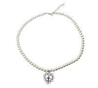 KCHSRKHXC Collane a pendente punk gothic harajuku perla a catena cavata a forma di retrò gioielli di moda a croce per donne (colore: argento 35 cm)