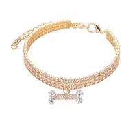 KCHSRKHXC Collar per cani - 3 file di rini ciondolo osseo di strass, 3 file di strass, elegante gatto e cane per gatti piccoli per animali domestici, accessorio per feste, accessorio per feste