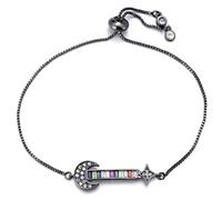 KCHSRKHXC Coppia di chitarra Moon e stella unica alla moda Canno zirconia cubica Ladies di gioielleria per matrimoni regolabili