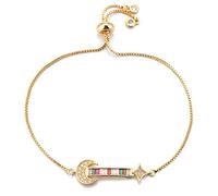 KCHSRKHXC Coppia di chitarra Moon e stella unica alla moda Canno zirconia cubica Ladies di gioielleria per matrimoni regolabili