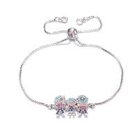 KCHSRKHXC Famiglia cubic zirconia fascino rosa colore catena regolabile donne gioielli uomini