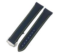 KCHSRKHXC Folding Buckle Nylon Leather Watchband 20mm for Omega AQUA TERRA 150 GMT Curved End Watch Strap
