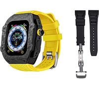 KCHSRKHXC Luxury Carbon Fiber Watch Case With 2 Band Modification Kit，For 8 Ultra 49mm，Silicone Rubber Watch Strap Cover Retrofit Set，For iWatch 8 7 6 5 4 SE 45mm 44mm