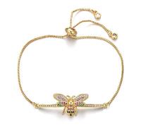 KCHSRKHXC Luxury Multi-Micro Pavé Cubic Zirconia Bee Charm Chain Link Brand Brand Jewelry Gift Gioielli
