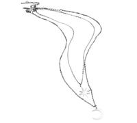 KCHSRKHXC necklace For Trendy 2025 Simple Steel Double Layer Women Star And Moon Pendant Women's Jewelry Party Gift Accessories Creative Gift,