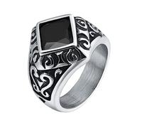KCHSRKHXC Ring for Men Gothic,Ring for Men Cheap Square Stone with Vintage Flower Mens Rings Stainless Steel Red