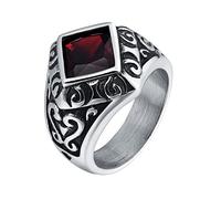 KCHSRKHXC Ring for Men Gothic,Ring for Men Cheap Square Stone with Vintage Flower Mens Rings Stainless Steel Red
