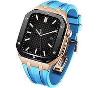 KCHSRKHXC Rubber Wtch Strap+Stainless Steel Watch CaseKit,For Series 8/7 45mm,Luxury Replacement Band And Bezel,For Serie 6/5/4/SE