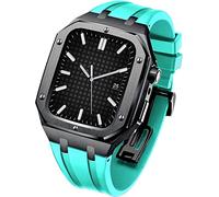 KCHSRKHXC Rubber Wtch Strap+Stainless Steel Watch CaseKit，For Series 8/7 45mm，Luxury Replacement Band And Bezel，For Serie 6/5/4/SE