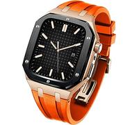 KCHSRKHXC Rubber Wtch Strap+Stainless Steel Watch CaseKit,For Series 8/7 45mm,Luxury Replacement Band And Bezel,For Serie 6/5/4/SE