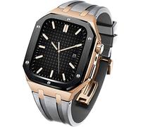 KCHSRKHXC Rubber Wtch Strap+Stainless Steel Watch CaseKit,For Series 8/7 45mm,Luxury Replacement Band And Bezel,For Serie 6/5/4/SE