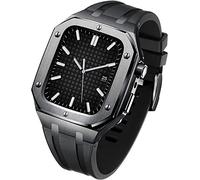 KCHSRKHXC Rubber Wtch Strap+Stainless Steel Watch CaseKit，For Series 8/7 45mm，Luxury Replacement Band And Bezel，For Serie 6/5/4/SE