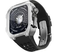 KCHSRKHXC Rugged Stainless Steel Cover Case Rubber Replacement Strap for 87 45mm 654 44mm, MenKit Metal Bezel Fluororubber Band with Clasp Watch Accessories