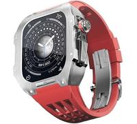 KCHSRKHXC Rugged Stainless Steel Cover Case Rubber Replacement Strap for 87 45mm 654 44mm, MenKit Metal Bezel Fluororubber Band with Clasp Watch Accessories