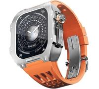 KCHSRKHXC Rugged Stainless Steel Cover Case Rubber Replacement Strap for 87 45mm 654 44mm, MenKit Metal Bezel Fluororubber Band with Clasp Watch Accessories