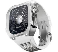 KCHSRKHXC Rugged Stainless Steel Cover Case Rubber Replacement Strap for 87 45mm 654 44mm, MenKit Metal Bezel Fluororubber Band with Clasp Watch Accessories