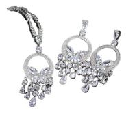 KCHSRKHXC Set di gioielli da sposa con collana e orecchini a goccia con zirconi cubici per spose