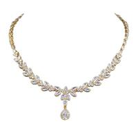 KCHSRKHXC Set di gioielli da sposa con zirconi gialli per donne, set di gioielli per abito da festa