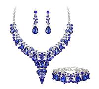 KCHSRKHXC Set di gioielli da sposa in cristallo austriaco per damigella d'onore, set di orecchini pendenti con collana a goccia e fiore di tendenza