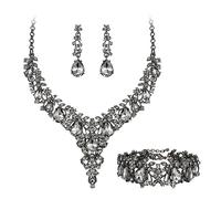 KCHSRKHXC Set di gioielli da sposa in cristallo austriaco per damigella d'onore, set di orecchini pendenti con collana a goccia e fiore di tendenza