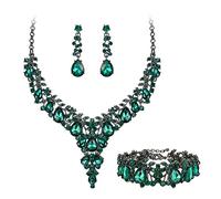 KCHSRKHXC Set di gioielli da sposa in cristallo austriaco per damigella d'onore, set di orecchini pendenti con collana a goccia e fiore di tendenza