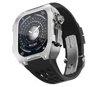 KCHSRKHXC Stainless Steel Watch Case Rubber Strap，for Series 8/7/6/5/SE/4 Series Replacement Watch Strap and Case Kit，44/45mm Men Women Sport Watch Band