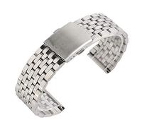 KCHSRKHXC Strap 18/20/Silver Hollow Stainless Steel Strap Folding Clasp With Safety Band Men Women Watches Replacement Bracelet Bracelet (Band Width : 20mm)