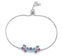 KCHSRKHXC zirconia cubica cubica di lusso a doppia farfalla e fascino fiorito a catena scivolosa Ladies
