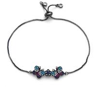 KCHSRKHXC zirconia cubica cubica di lusso a doppia farfalla e fascino fiorito a catena scivolosa Ladies