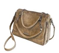 KCHYCV Borsa a Mano Strutturata da Donna, Borsa a Tracolla, Classica, Nera, Essenziale, Organizer, Pratica, da Portare Tutti i Giorni for i pendolari.(Khaki)