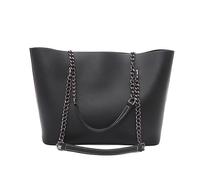 KCHYCV Borsa a Mano Strutturata da Donna, Borsa a Tracolla, Classica, Nera, Essenziale, Organizer, Pratica, da Portare Tutti i Giorni for i pendolari.(Black)