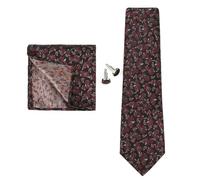 KCHYCV Men's Tie & Cufflinks Set Premium Silk Tie with Pocket Square & Cufflinks Elegant Mens Accessories Gift Set for Formal Weddings & Business Classic Design with Patterns(5606-6)