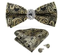 KCHYCV Men's Tie & Cufflinks Set Premium Silk Tie with Pocket Square & Cufflinks Elegant Mens Accessories Gift Set for Formal Weddings & Business Classic Design with Patterns(LH-0137-JZ0015)