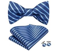 KCHYCV Men's Tie & Cufflinks Set Premium Silk Tie with Pocket Square & Cufflinks Elegant Mens Accessories Gift Set for Formal Weddings & Business Classic Design with Patterns(LH-2061)