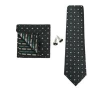 KCHYCV Men's Tie & Cufflinks Set Premium Silk Tie with Pocket Square & Cufflinks Elegant Mens Accessories Gift Set for Formal Weddings & Business Classic Design with Patterns(5575-13)