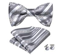 KCHYCV Men's Tie & Cufflinks Set Premium Silk Tie with Pocket Square & Cufflinks Elegant Mens Accessories Gift Set for Formal Weddings & Business Classic Design with Patterns(LH-2065)