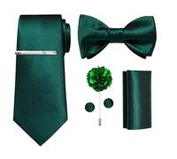 KCHYCV Men's Tie & Cufflinks Set Premium Silk Tie with Pocket Square & Cufflinks Elegant Mens Accessories Gift Set for Formal Weddings & Business Classic Design with Patterns(7366-3020-LJBR)